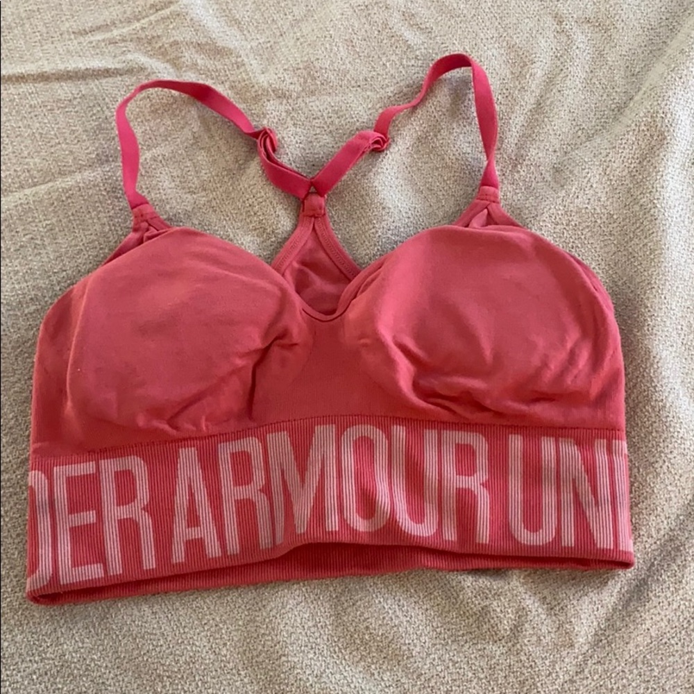 Pink under armour sports bra